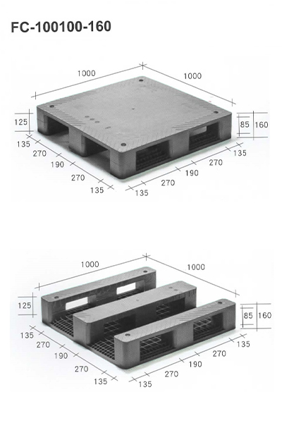 FC-100100-160四叉口川字型塑膠棧板