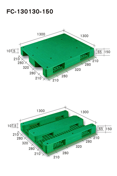 FC-130130-150四叉口川字型塑膠棧板
